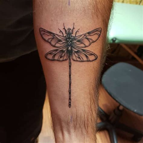 black and white dragonfly tattoo